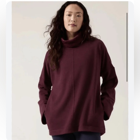 Athleta Sweaters - Athleta Woman’s Burgundy Cozy Karma Funnel Sweater Large